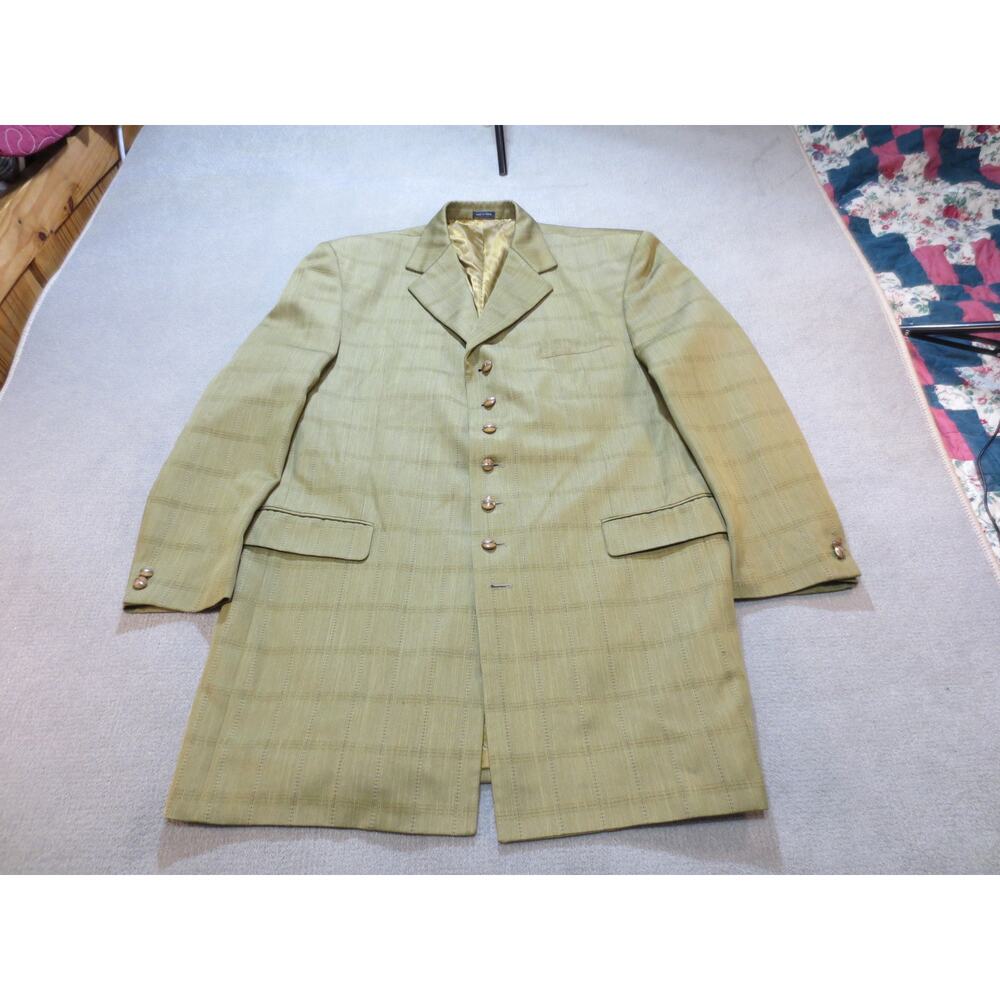 Zacchi Mens Jacket 46R Tan Polyester Blazer Sport Coat Vintage Buttons